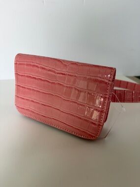 Glossy Croc-Embossed Pink Mini Belt Bag NWT